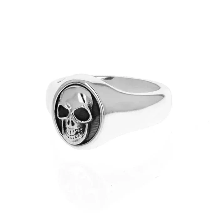 white gold rings for women -King Baby Skull Motif Ring in Sterling Silver