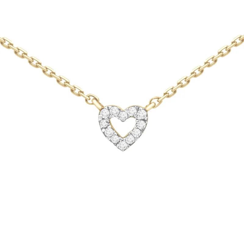 art deco necklaces for women -Diamond Heart Station Necklace