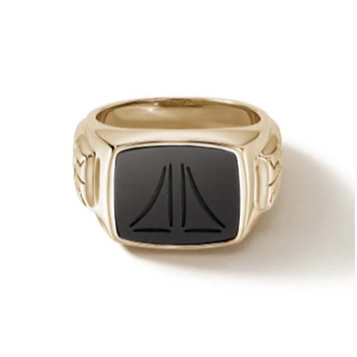 personalized wedding rings -John Hardy Black Onyx ID Signet Ring in 14K Yellow Gold