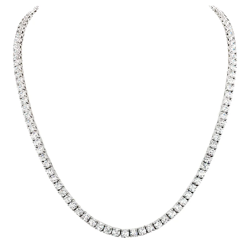 birthday gift necklaces for women -Silver Classic Tennis Necklace with Double Security Clasp 18"