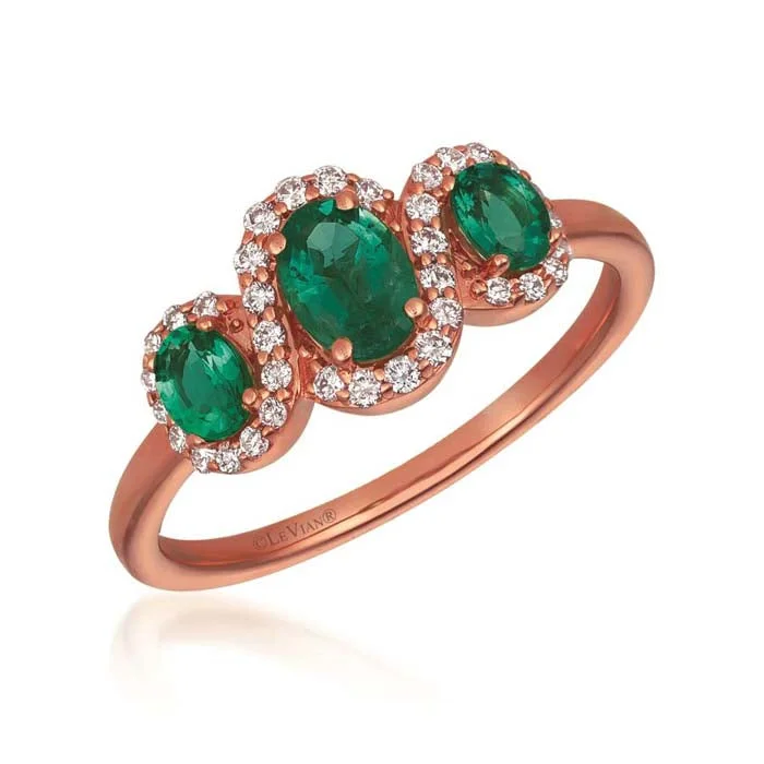 rose gold rings for women -Le Vian Ring featuring Costa Smeralda Emeralds and Vanilla Diamonds in 14K Strawberry Gold