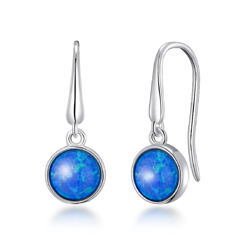 luxurious pearl drop earrings -Synthetic Blue Opal Drop Earrings