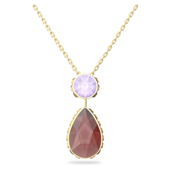 double chain necklaces for women -Swarovski Orbita necklace Reversible, Drop cut crystal, Multicolored, Gold-tone plated 5619786