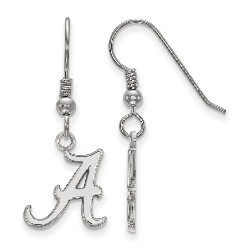 trendy drop earrings for women -Sterling Silver University of Alabama Sm Initial A Dangle Earrings