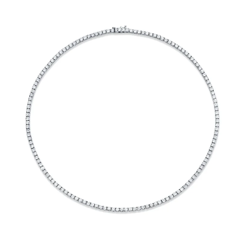 bohemian style necklaces for women -Norman Silverman Signature 18k White Gold Diamond Tennis Necklace