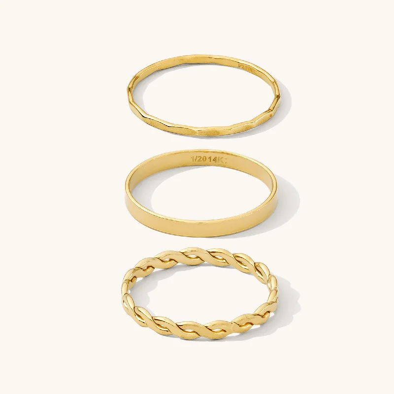 vintage gold rings -Statement Stacking Ring Set