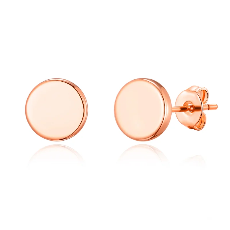 elegant earrings for women -Rose Gold Plated Round Dot Stud Earrings