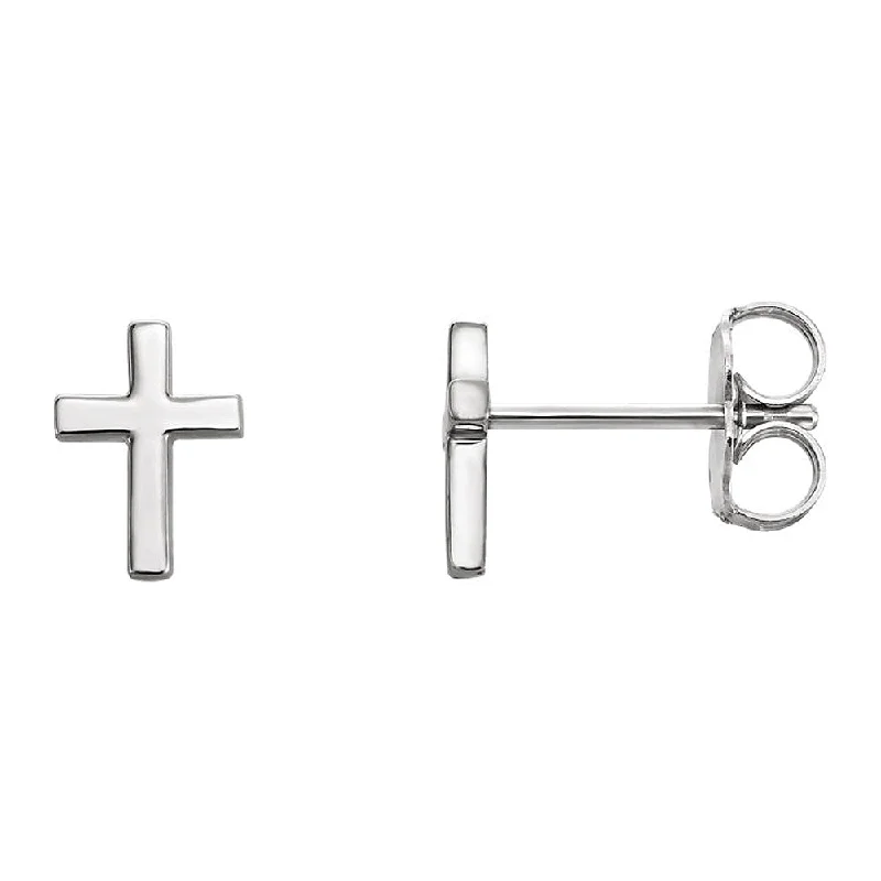 gemstone hoop earrings for women -5.5 x 7.5mm (3/16 x 1/4 Inch) 14k White Gold Tiny Cross Stud Earrings