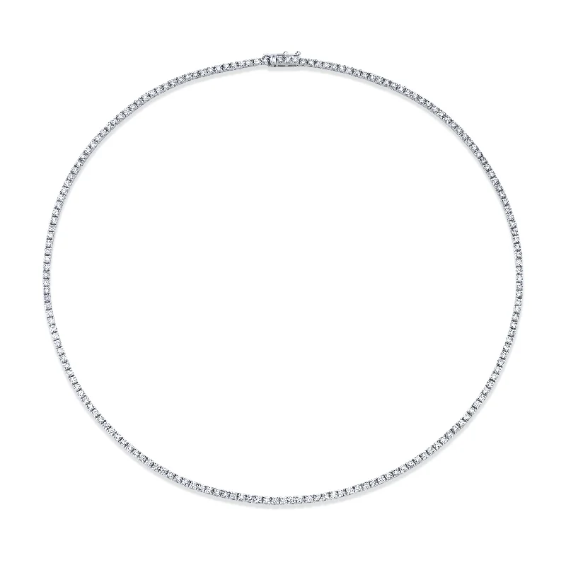 birthday gift necklaces for women -Norman Silverman Signature 18k White Gold Diamond Tennis Necklace