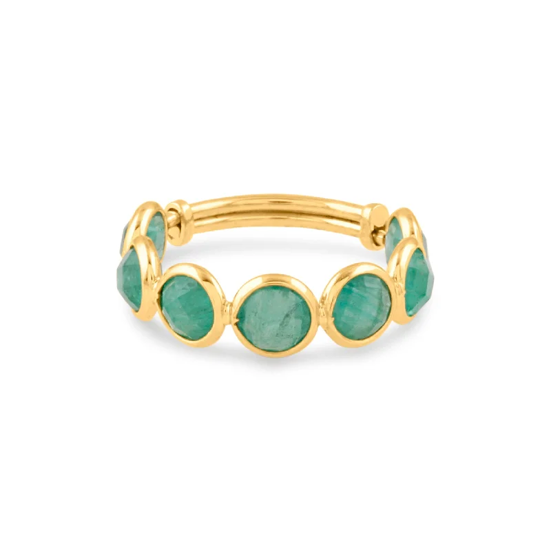 classic wedding rings -Emerald Round Ring In 18K Yellow Gold