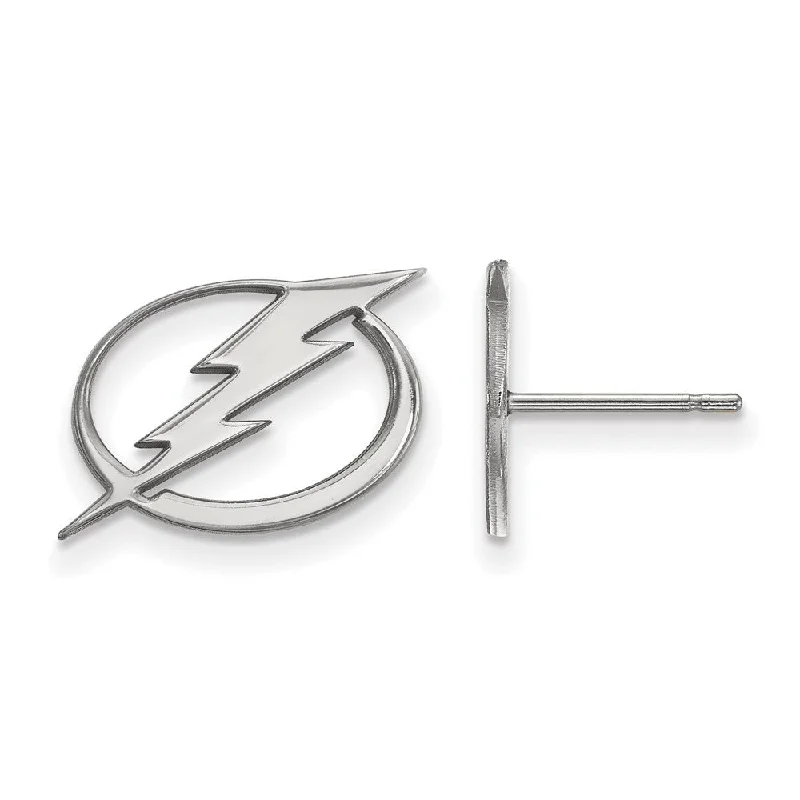 gemstone stud earrings for women -Sterling Silver NHL Tampa Bay Lightning Small Post Earrings