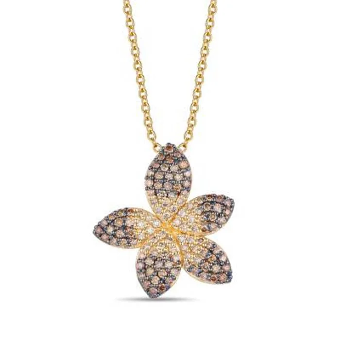 trendy rings for women -Le Vian Flower Pendant featuring Chocolate Ombré Diamonds in 14K Honey Gold