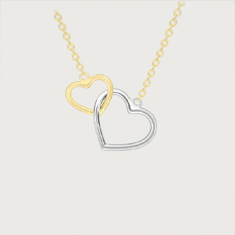 fancy gold necklaces for women -Linked Heart Dual Necklace