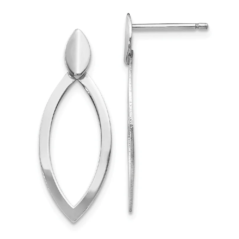 classic pearl earrings for women -Small Marquise Shaped Drop Post Earrings in Sterling Silver