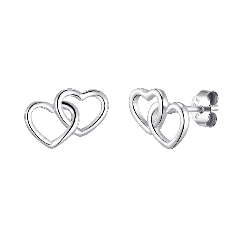 silver hoop earrings for women -Sterling Silver Heart Link Earrings