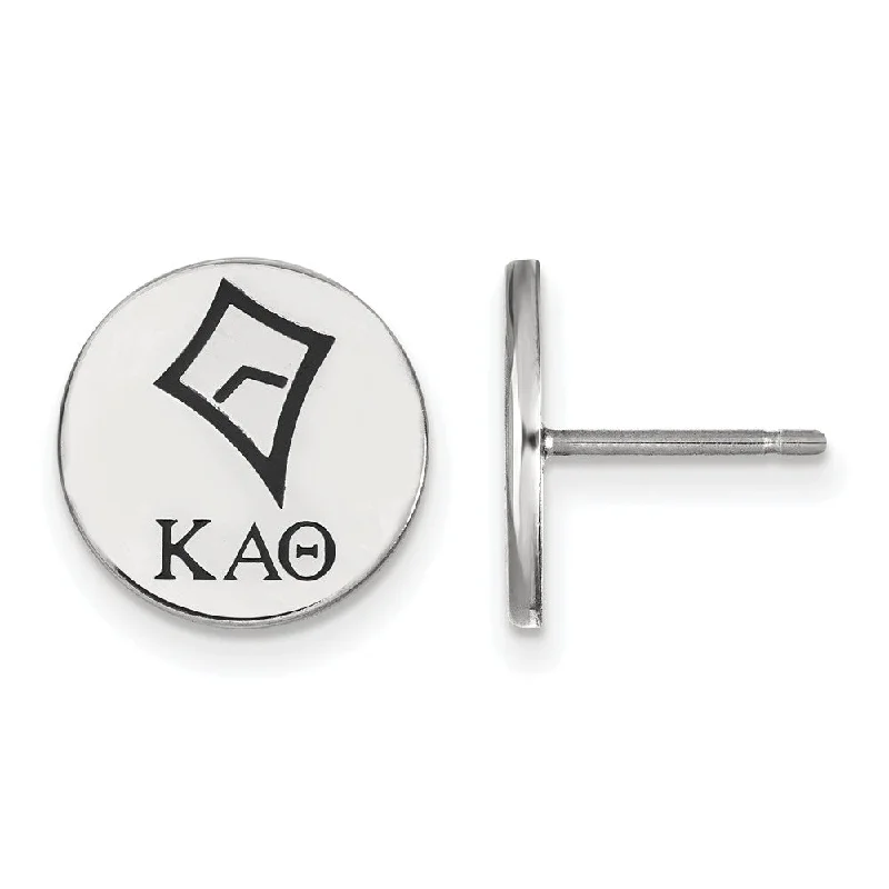 luxurious pearl drop earrings -Sterling Silver Kappa Alpha Theta Enamel Post Earrings