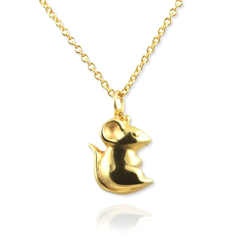 engraved gold necklaces for women -Mouse Pendant Necklace