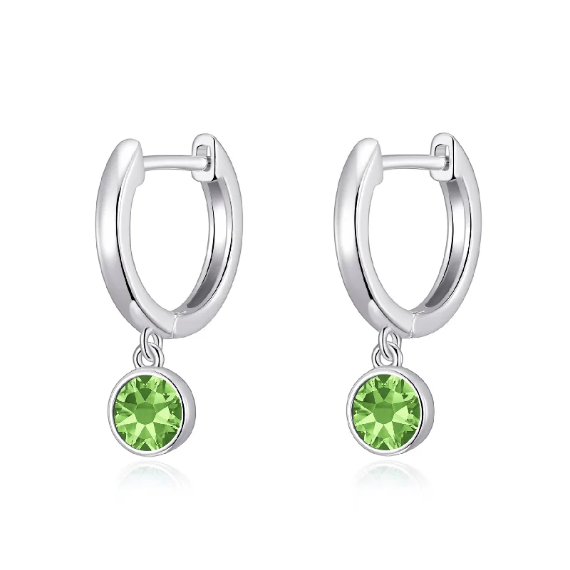 vintage gold earrings for women -Light Green Crystal Hoop Earrings Created with Zircondia® Crystals