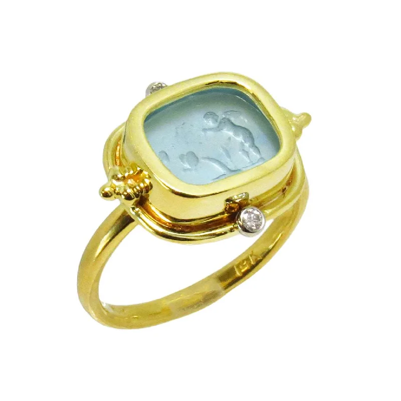 bridal rings for brides -Blue Venetian Glass Ring