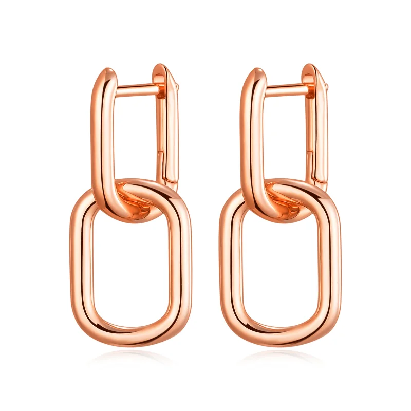 gold earrings for women -Rose Gold Plated Paperclip Earrings