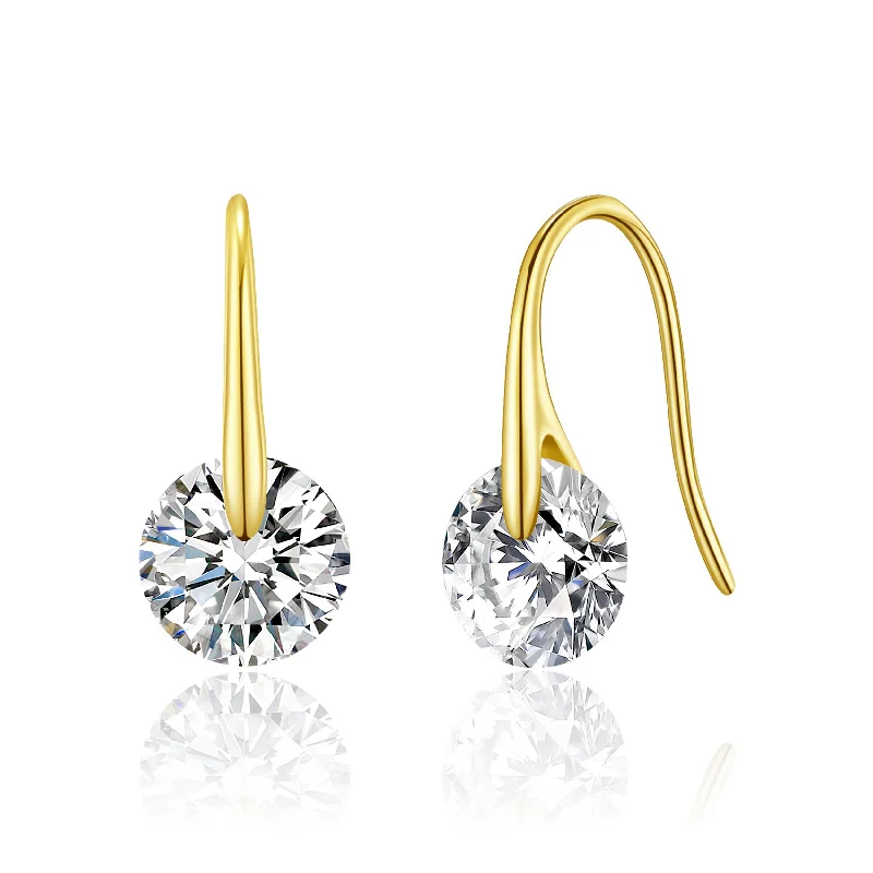 silver stud earrings for women -Gold Plated Atlas Earrings Created with Zircondia® Crystals