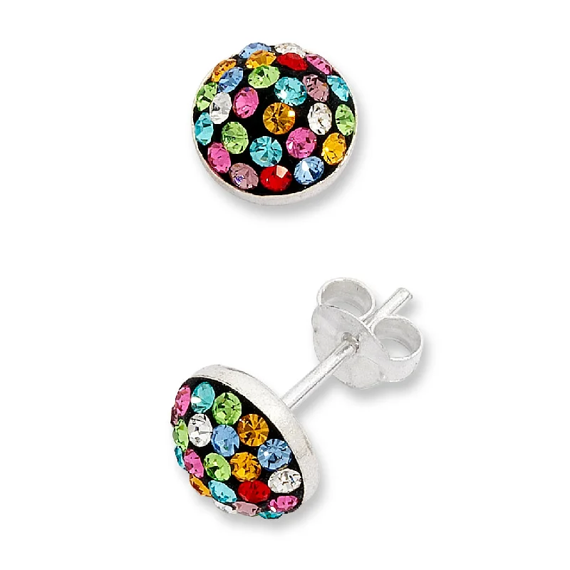 luxury gemstone earrings for women -Sterling Silver Multi-Coloured Crystal Stud Earrings