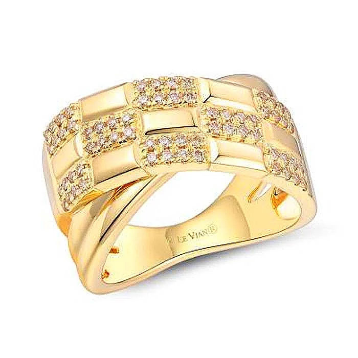 unique rings for women -Le Vian Criss-Cross Ring featuring Nude Diamonds in Alternating Pattern in 14K Honey Gold