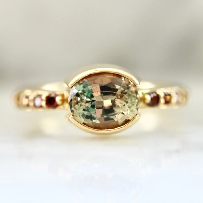 cocktail gemstone rings -Mare Nubium Golden Oval Cut Sapphire Ring