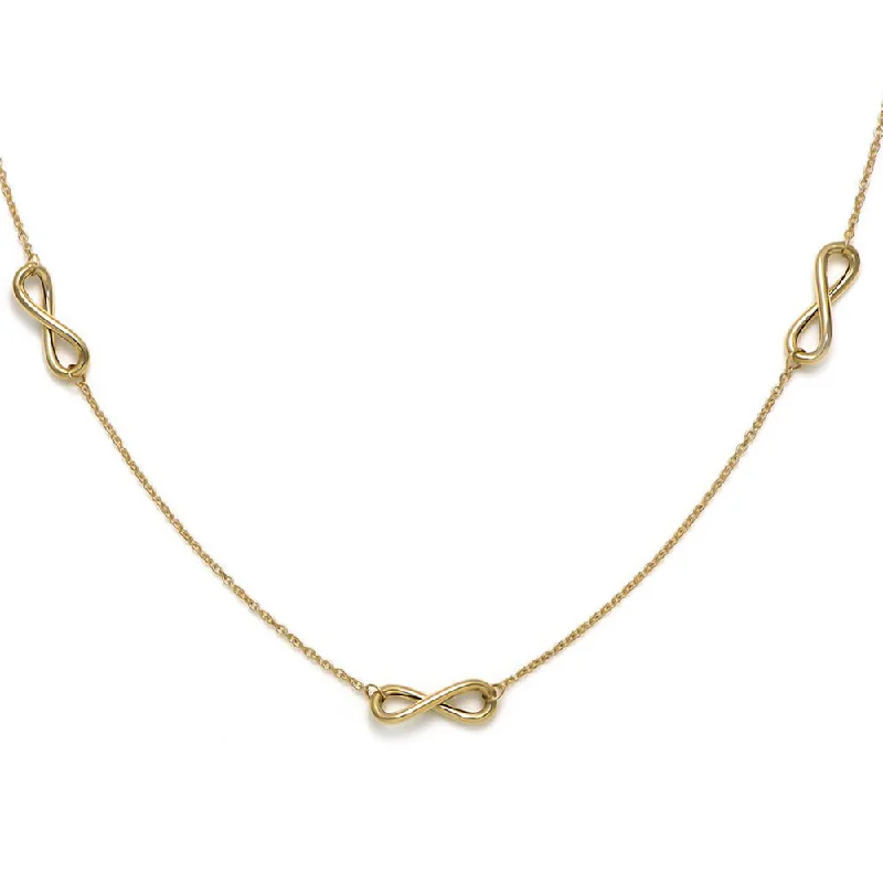 anniversary necklaces for women -Gold Infinity Station Necklace