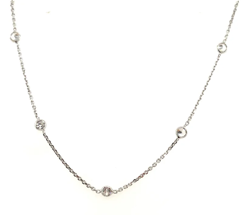 modern necklaces for women -Sterling Silver CZ Rubover Necklace