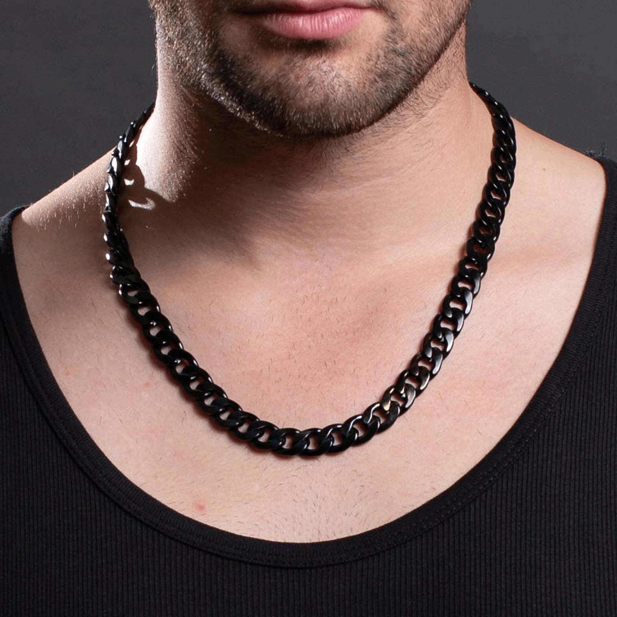 layered gold necklaces for women -Flores Black Curb Chain Necklace