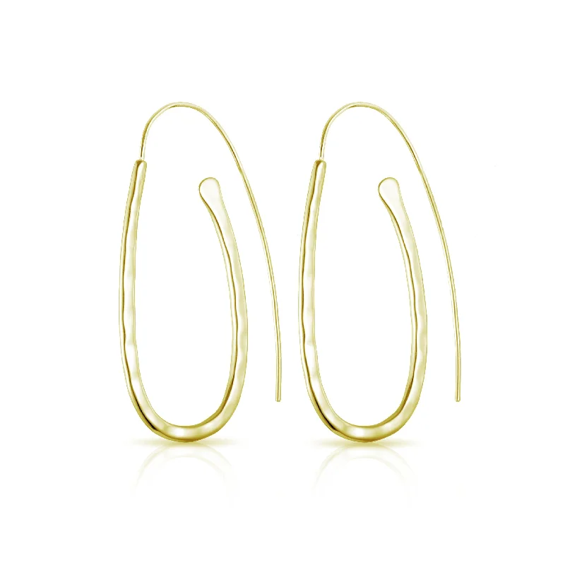 adjustable earrings for women -Gold Plated Sterling Silver Hammered Hoop Earrings