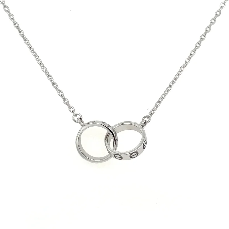 vintage necklaces for women -9ct White Gold Double Screw Circle Necklace