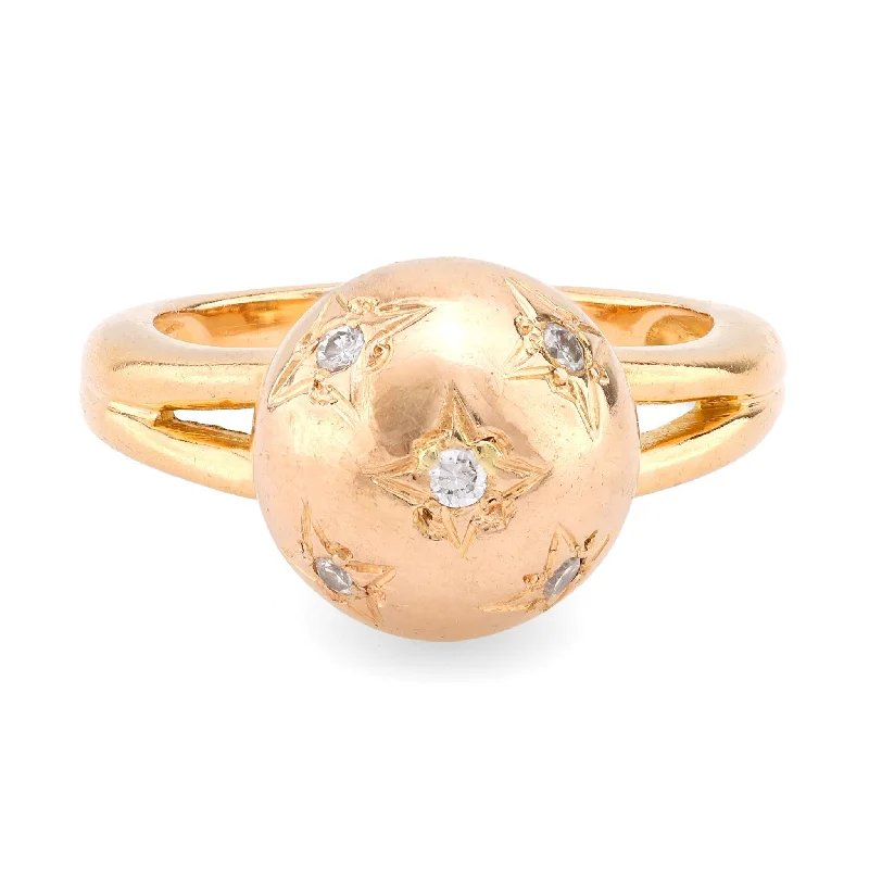 sapphire wedding rings -Retro French Diamond 18K Rose Gold Constellation Ring