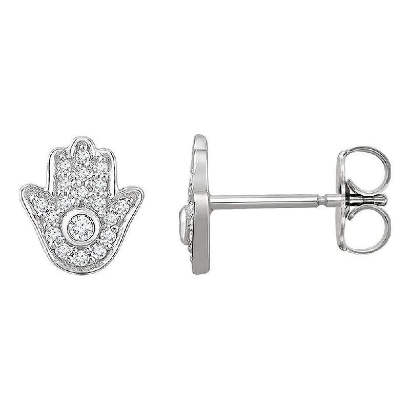 long earrings for women -8 x 8.5mm 14k White Gold 1/5 CTW (H-I, I1) Diamond Hamsa Earrings