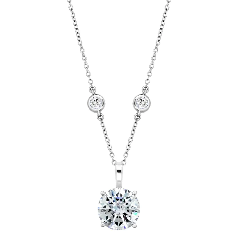 luxury chain necklaces for women -Sterling 10mm Clear Round Filagree Pendant on 18" Regal Short Floating Chain (Pendant & Chain Sold Together. Pendant is Removable from Chain).