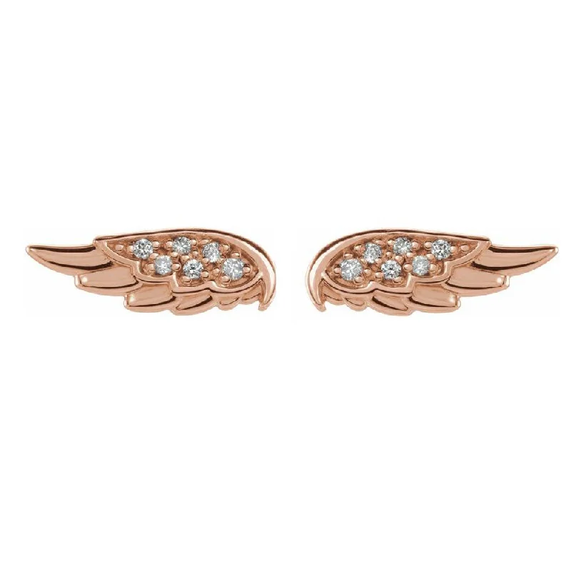 diamond earrings for women -14K Gold .03 CTW Diamond (I1, G-H) Angel Wing Post Earrings, 4 x 11mm