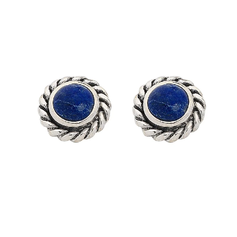 multi-colored earrings for women -Sterling Silver Lapis Lazuli September Birthstone Stud Earrings