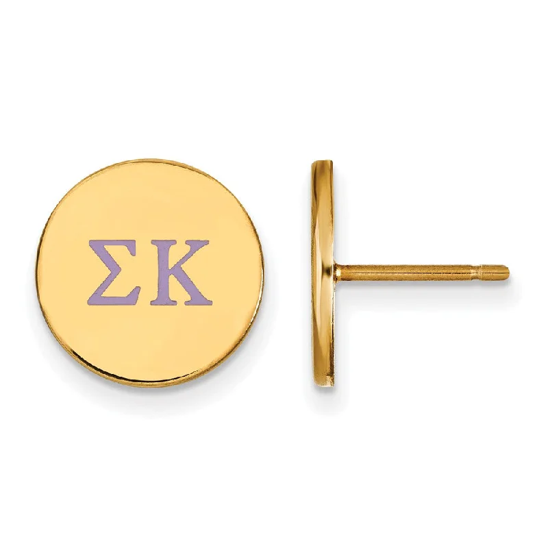 luxurious gold earrings for women -14K Plated Silver Sigma Kappa Enamel Greek Letters Post Earrings