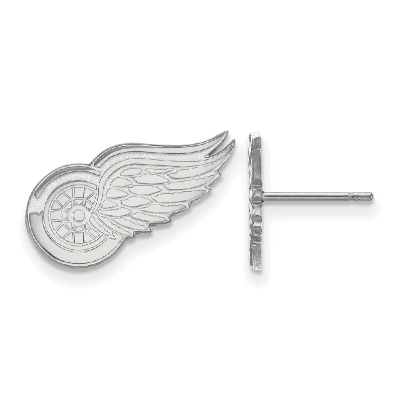 clip-on earrings for women -10k White Gold NHL Detroit Red Wings Small Post Earrings