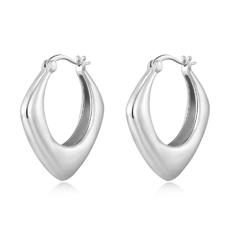 simple stud earrings for women -Silver Plated Chunky Hoop Earrings