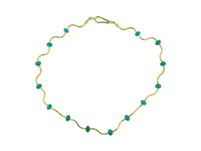 sparkling necklaces for women -Turquoise and Gold Collar Necklace