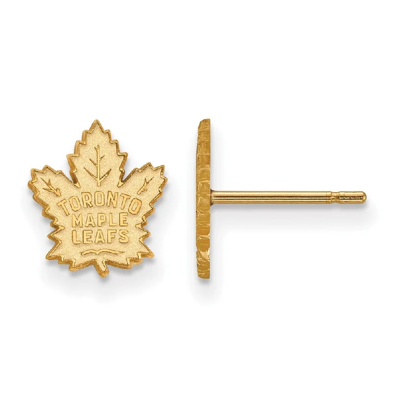 birthday gift earrings for women -10k Yellow Gold NHL Toronto Maple Leafs XS Post Earrings