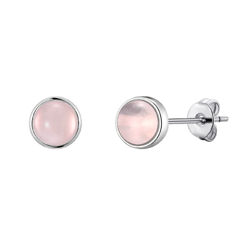 elegant dangle earrings for women -Rose Quartz Stud Earrings