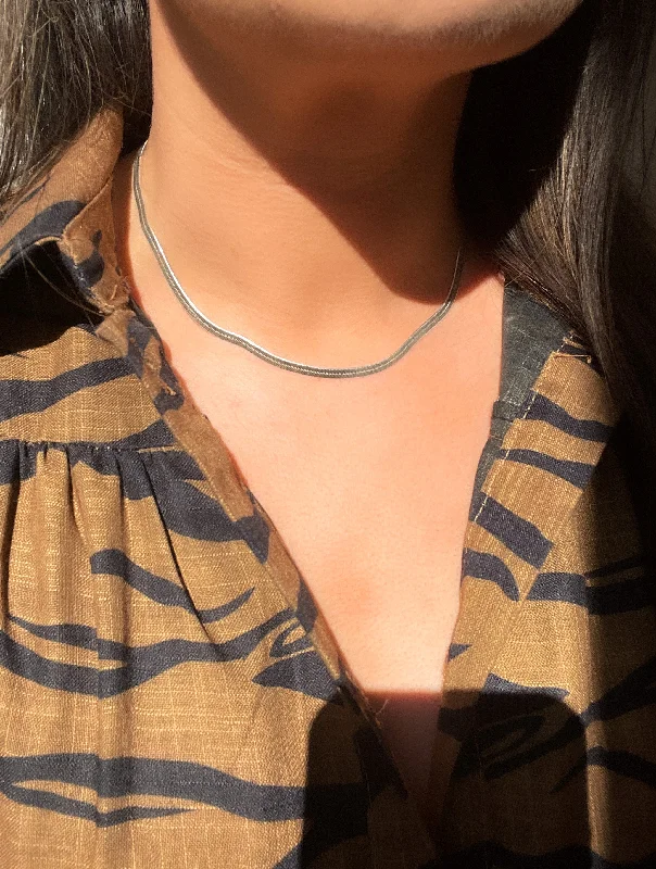 engraved gold necklaces for women -Sterling Silver Herringbone Necklace