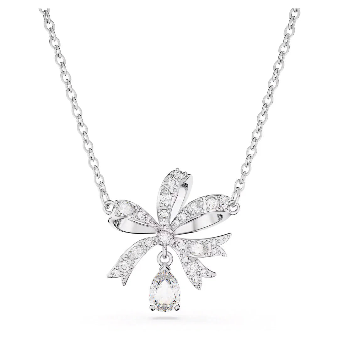 wedding necklaces for women -Swarovski Hyperbola necklace Bow, Small, White, Rhodium plated 5647583