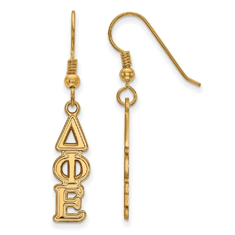 geometric earrings for women -14K Plated Silver Delta Phi Epsilon Dangle Small Earrings