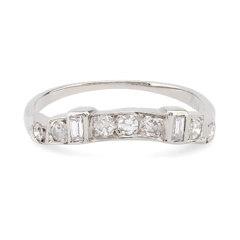 thin wedding bands for women -Modern Diamond 14K White Gold Eternity Ring