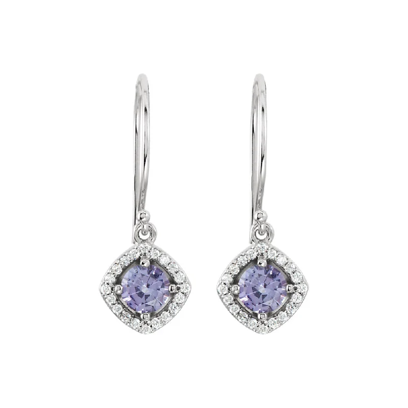 elegant earrings for women -Genuine Tanzanite & Diamond Dangle Earrings in 14k White Gold