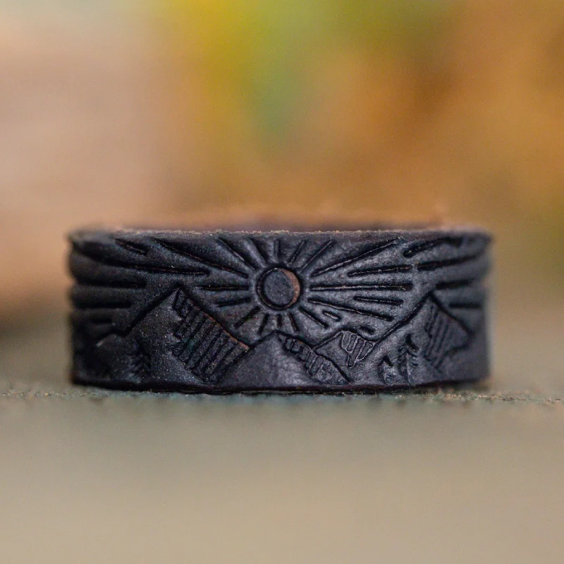 classic rings for women -Mountains Leather Ring | Stone Blue